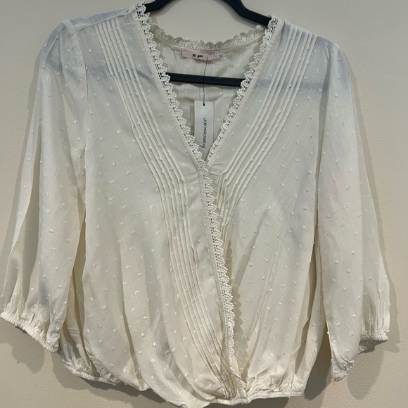 Destiny Swiss Dot Wrap Blouse - Picture 2 of 5